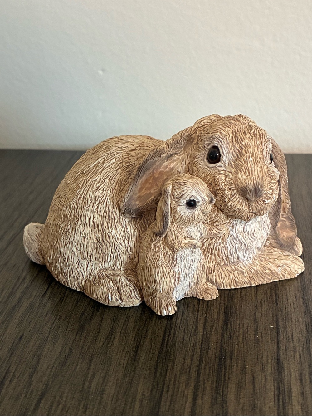 Bunny Figurine Mother and Baby in Light Brown